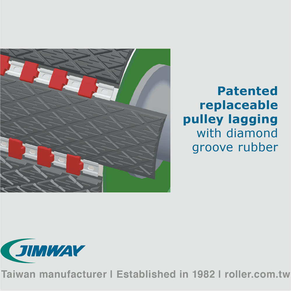 diamond rubber replaceable pulley lagging